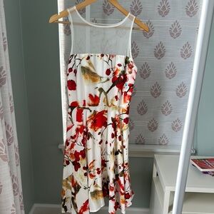 BB Dakota Floral Midi Dress - White and Red